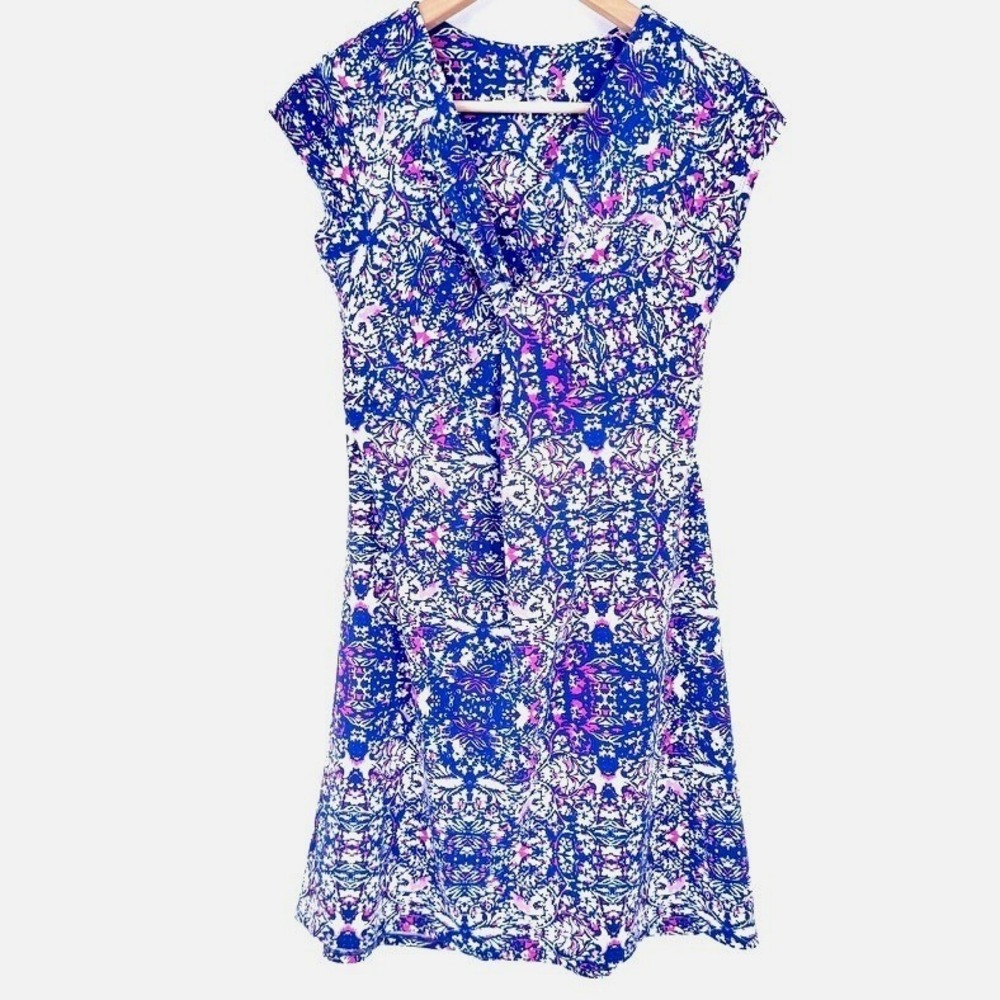 Soybu Womens Blue Pink Kaleidoscope Floral Dress Athletic Performance Small